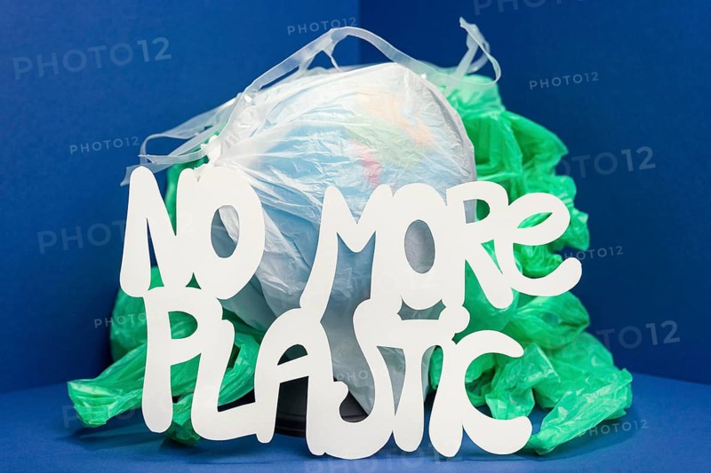 Front view plastic covering earth globe