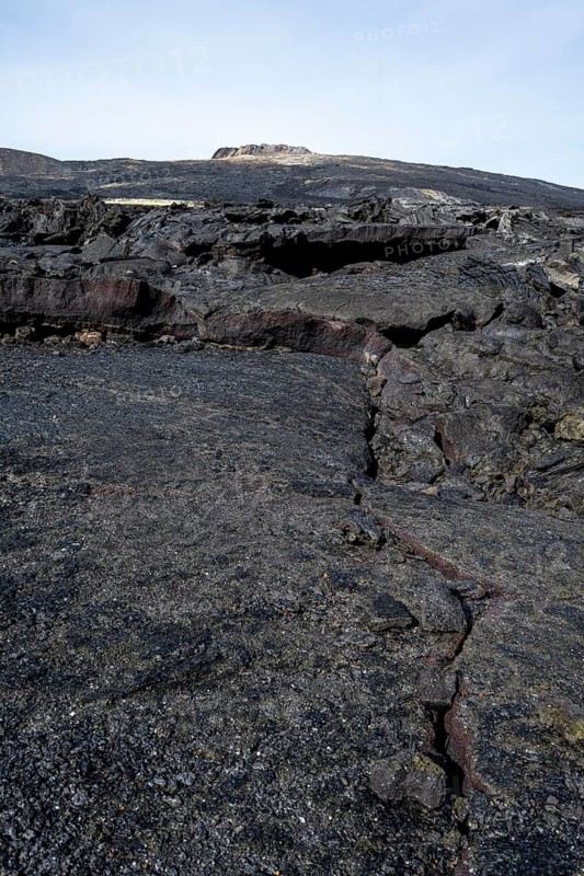Fagradalsfjall volcano and cooled lava