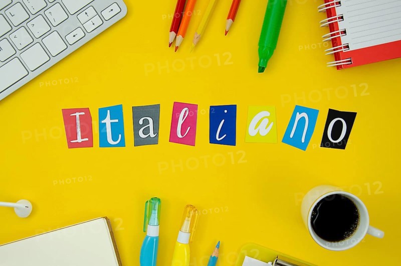 Italian lettering yellow background