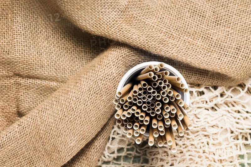 Top view paper straws cup