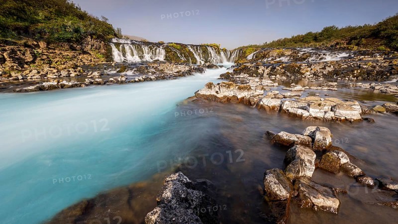 Bruarfoss waterfall in summer