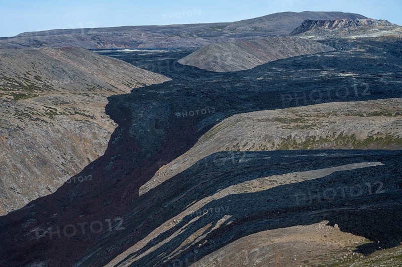 Fagradalsfjall volcano and cooled lava