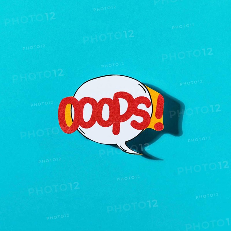 Pop art comic design oops speech bubble blue backdrop