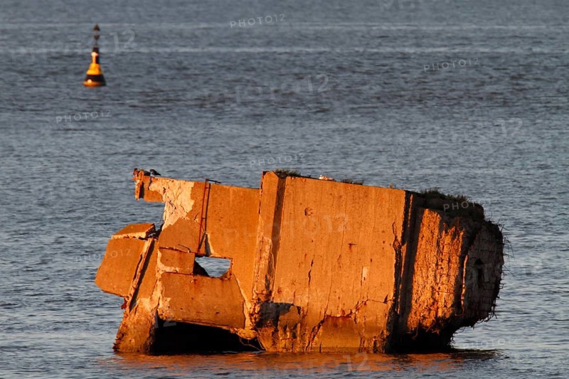Remains of a World War II bunker on the island of Minsener Oog