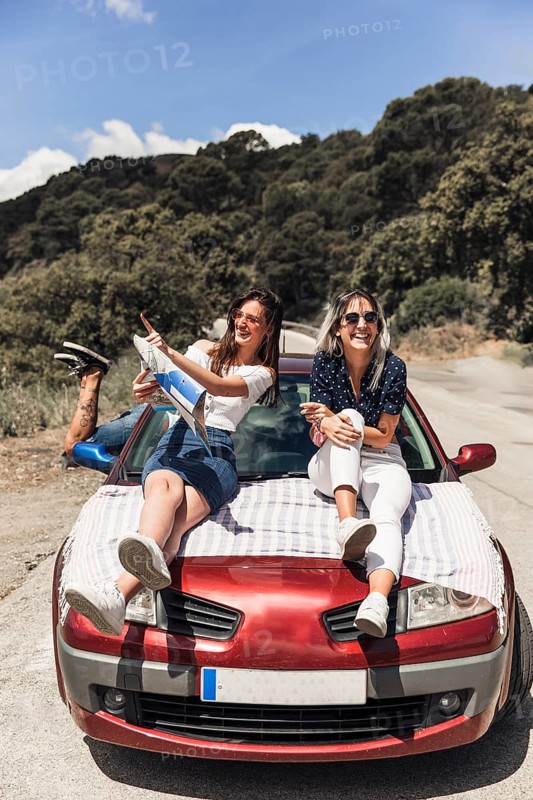 Enjoyable friends making fun vacation trip