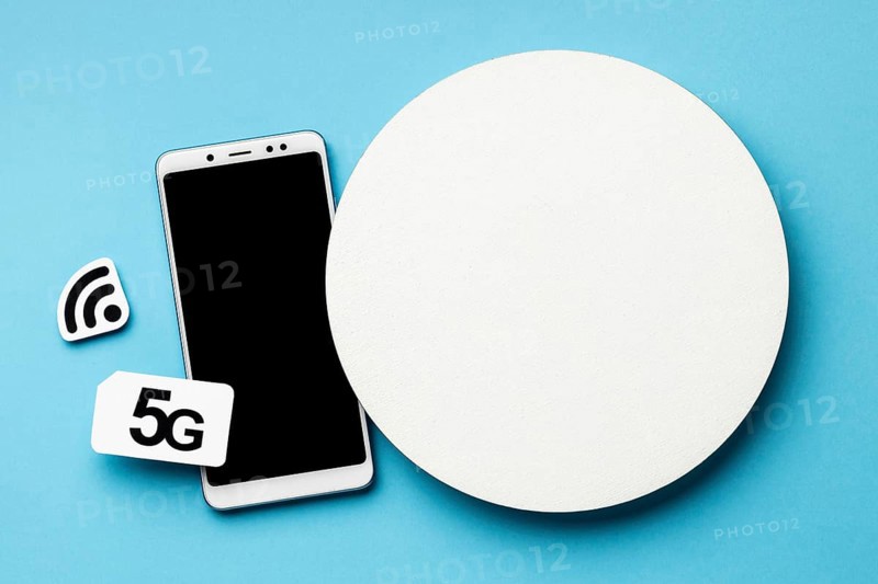 Top view smartphone with wi fi symbol sim card
