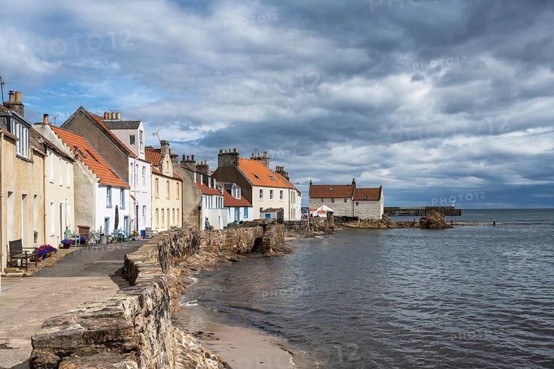 Traditional old dwellings lined up along the Fife Coastal Path in the fishing village of Pittenweem