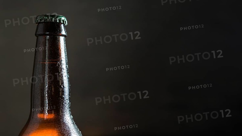 Front view beer glass bottle with copy space