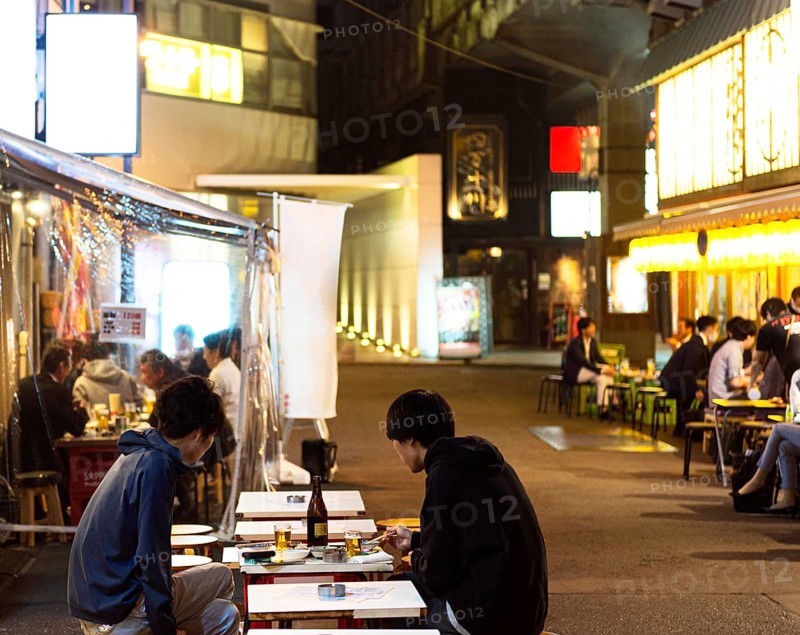 People enjoying traditional japanese food