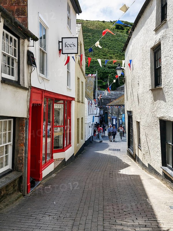 Pedestrians in a narrow alley