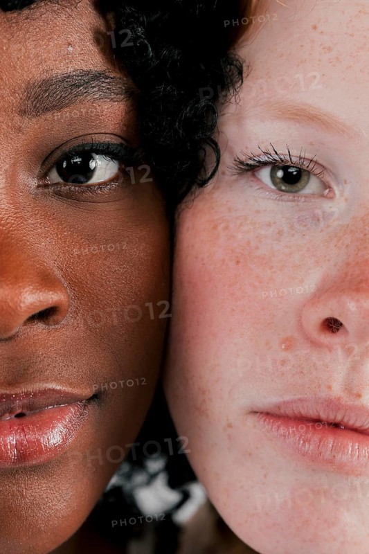 Fair dark skinned women face
