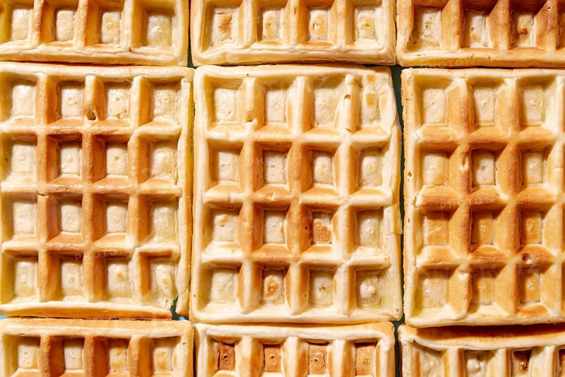 Flat lay arranged waffles with pattern