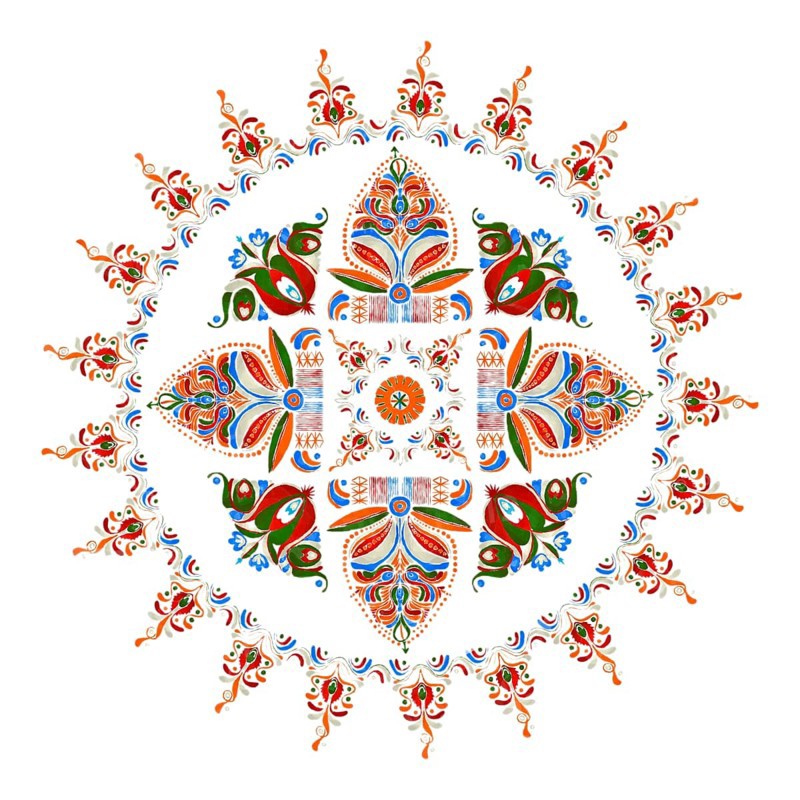Watercolor Hungarian embroidery symbol over white background