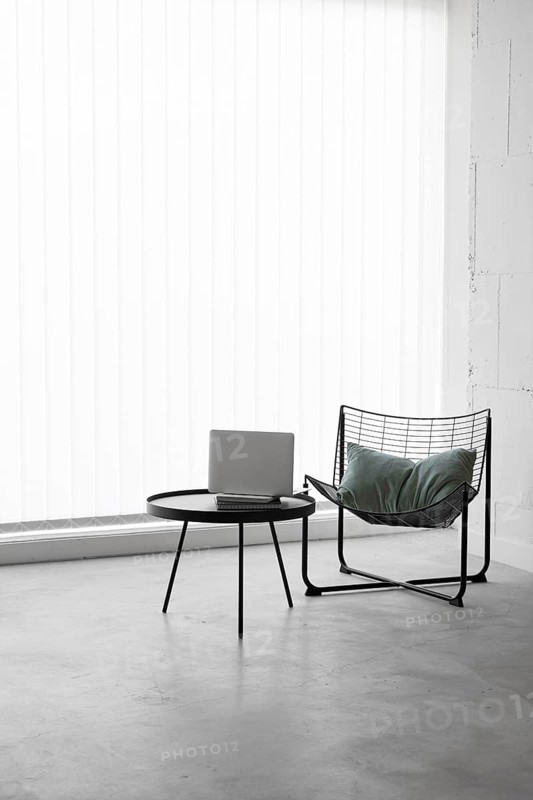 Front view workplace chair table