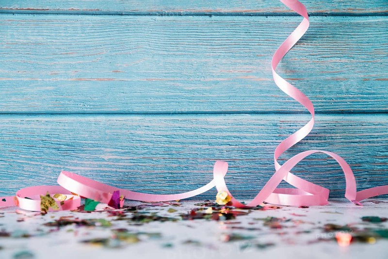 Ribbons confetti blue wood