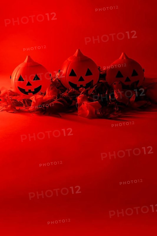 Halloween pumpkins on a red background