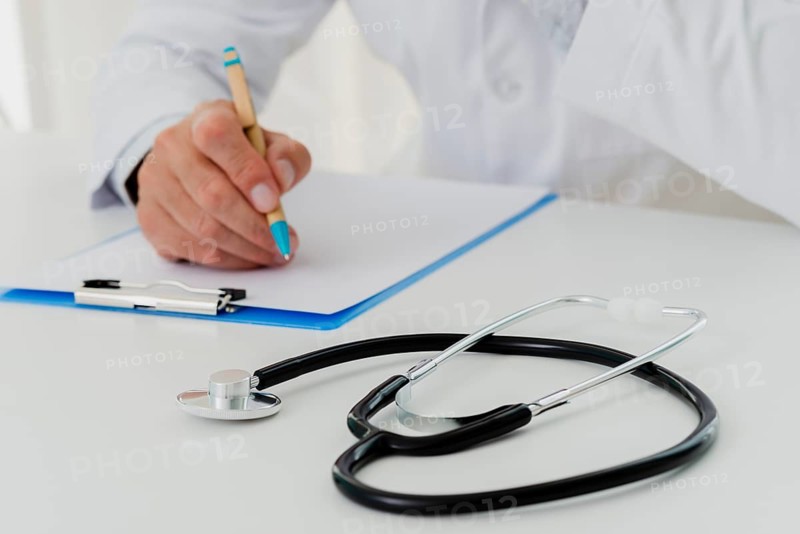 Stethoscope desk defocused