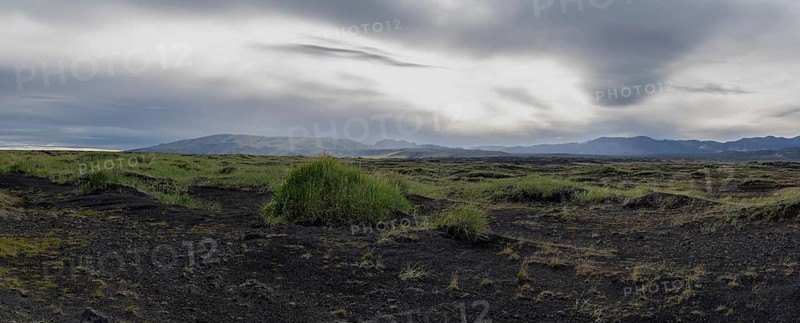 Landscape around snow-covered volcano Hekla