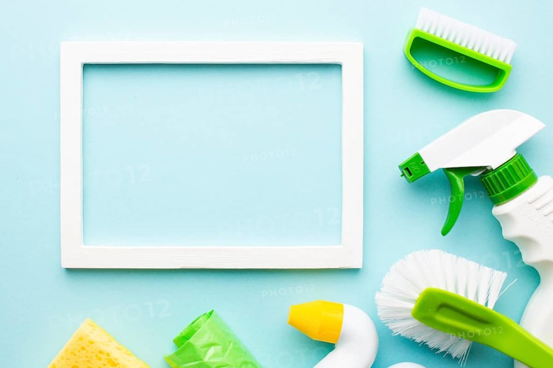 Frame mock up with cleaning products
