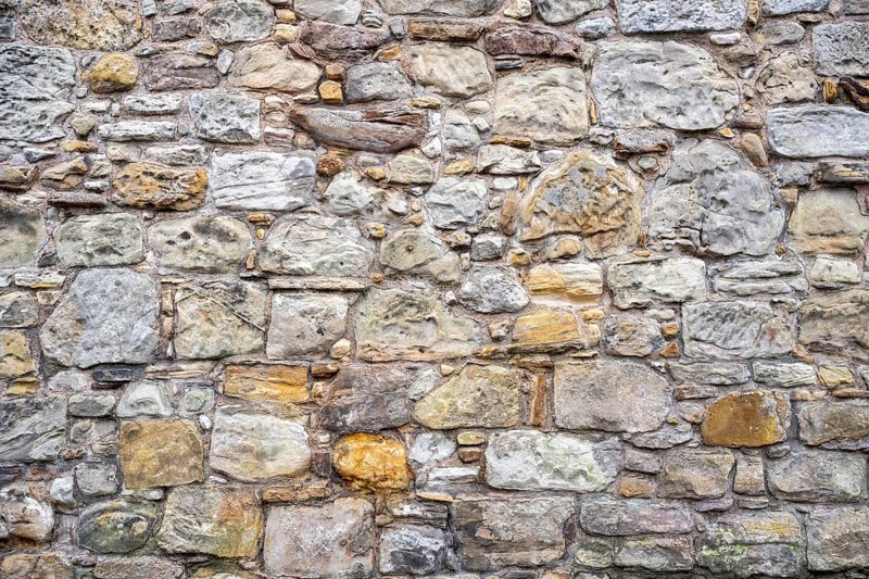 Wall stones made of different types of stone