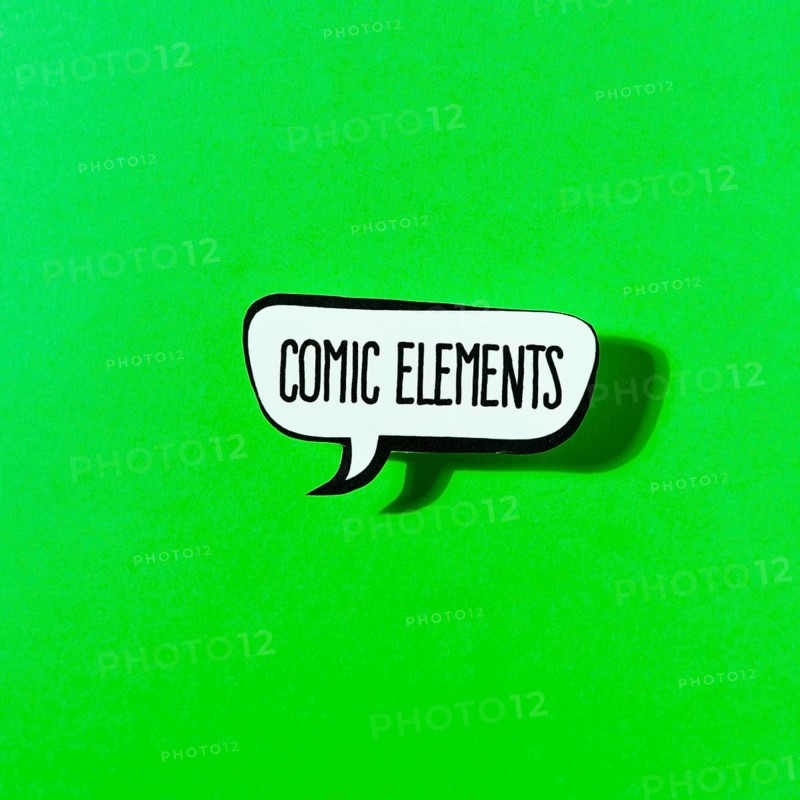 Comics elements speech bubble green background