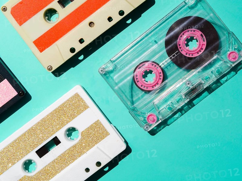 Different cassette tape types spotlight