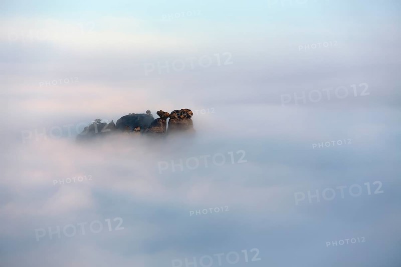 Autumn fog at sunrise