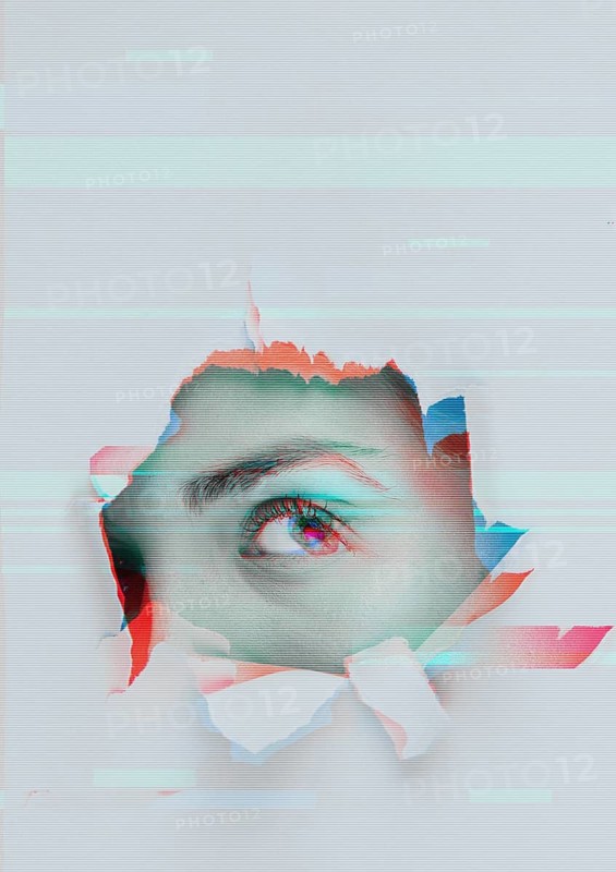 Hole wall with glitched eye