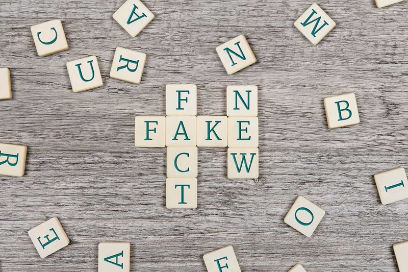 Top view fake news message