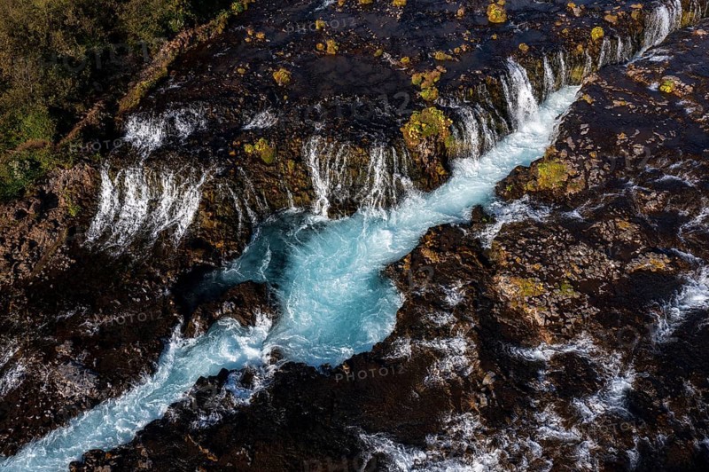 Bruarfoss waterfall in summer