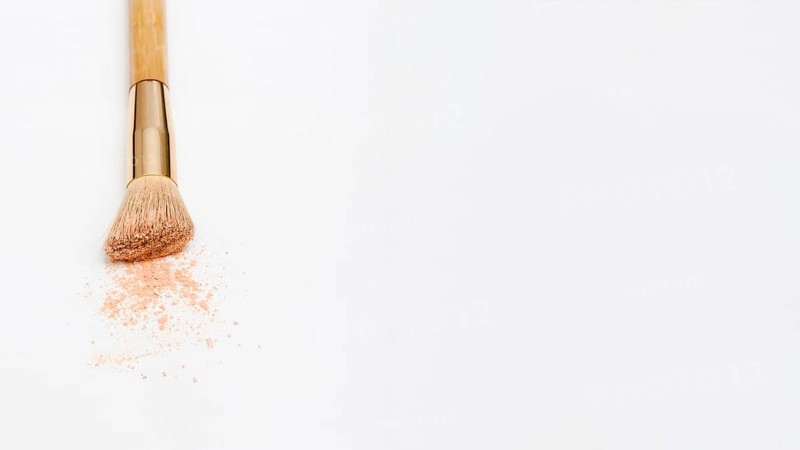 Top view blush with make up brush