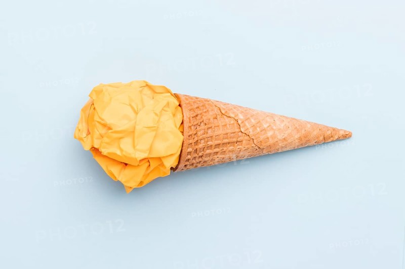 Fake yellow ice cream sugar cone