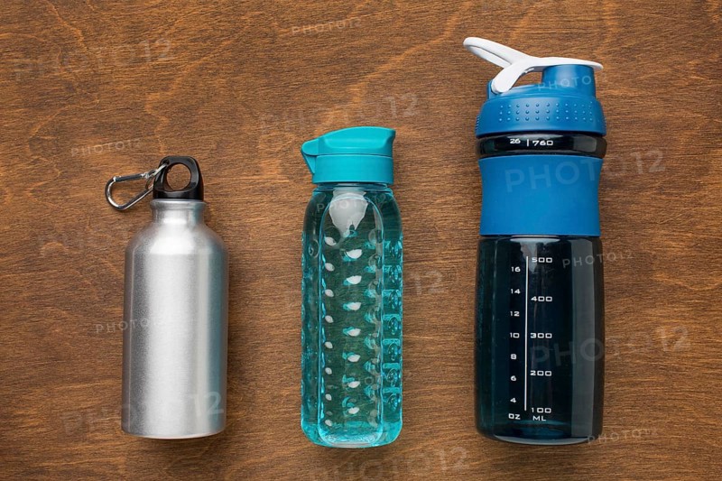 Thermos fitness bottles water top view