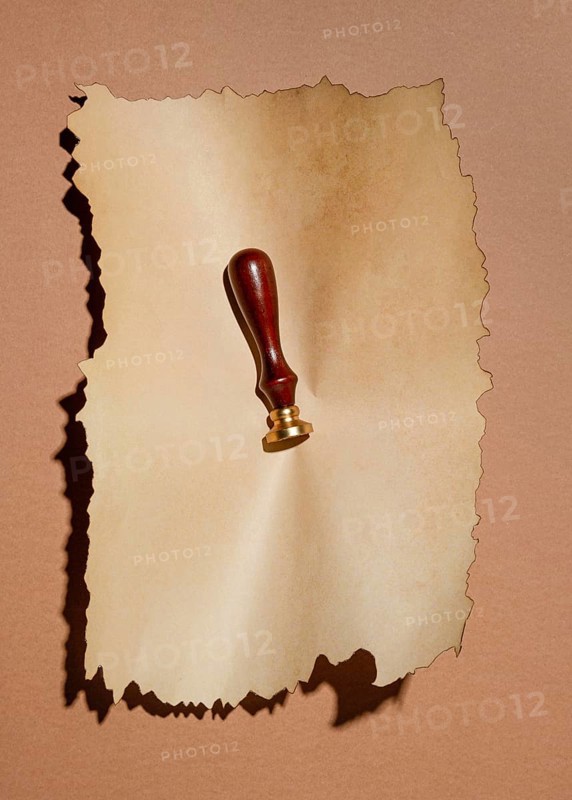 Top view brown paper with stamp