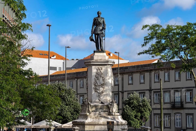 Monument to King Don Pedro V in the Praca da Batalha square in Porto