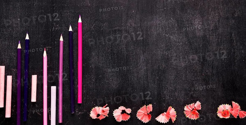 Composition with school set drawing desk