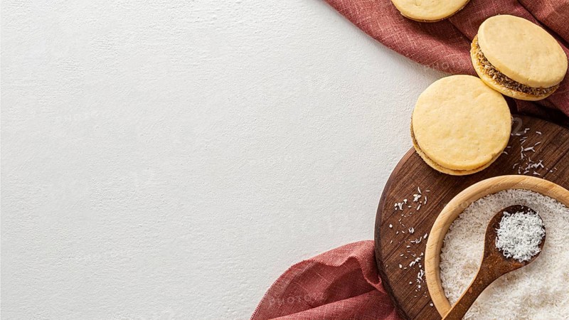 Top view alfajores coconut concept