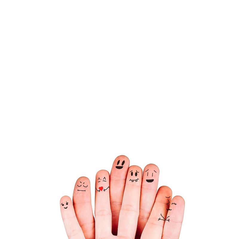 Fingers with various faces