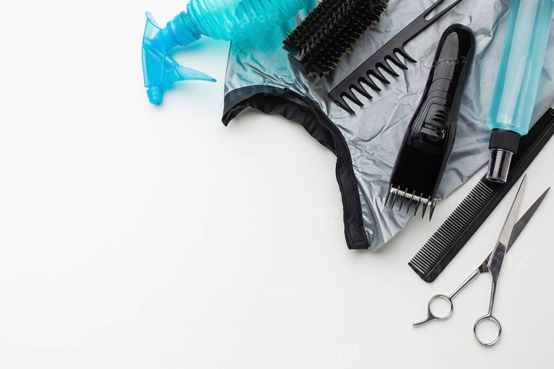 Hair supply assortment copy space