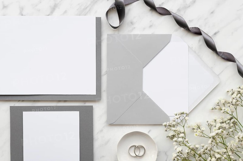 Wedding invitation card with ribbon