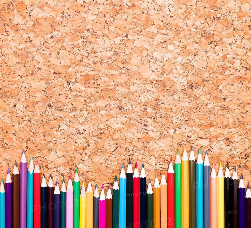 Colourful pencils desk