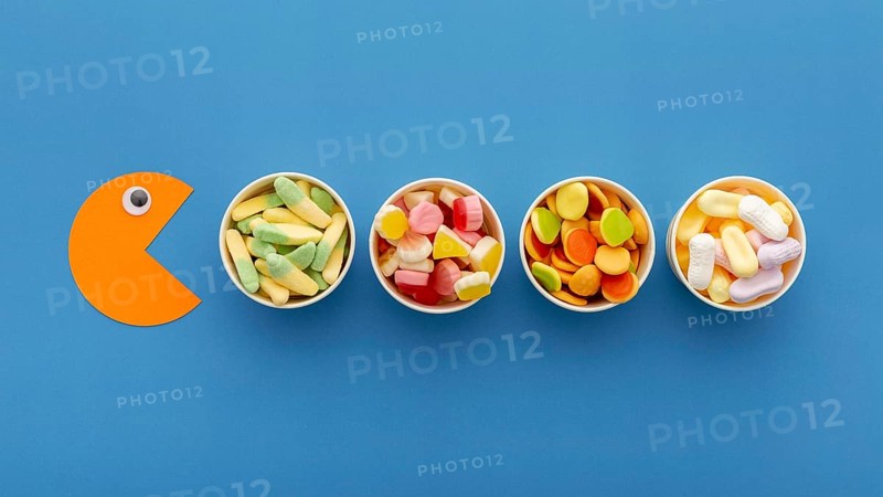 Top view variety sweets cups