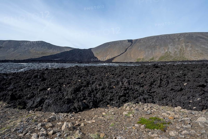 Fagradalsfjall volcano and cooled lava
