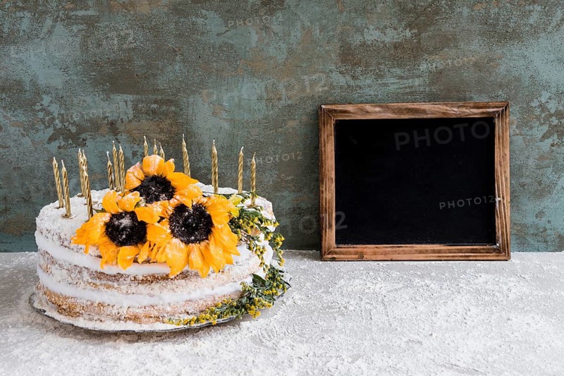 Birthday cake decorated with flowers