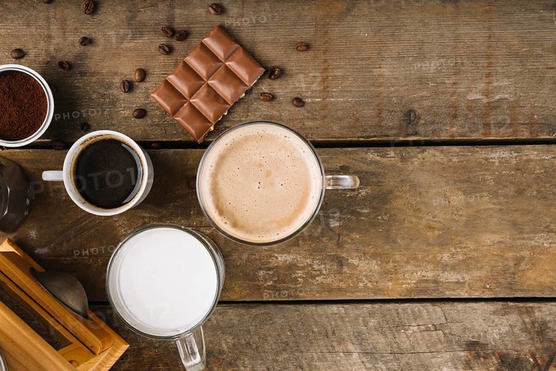Cups coffee chocolate