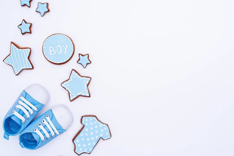 Top view cute little babyboy accesories