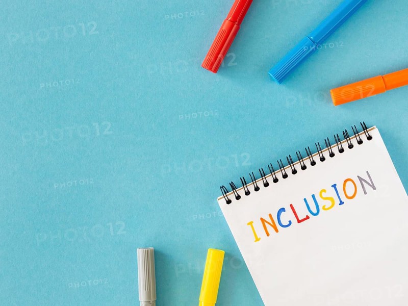 Inclusion word written notebook