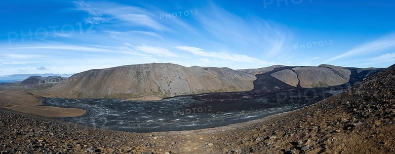 Fagradalsfjall volcano and cooled lava