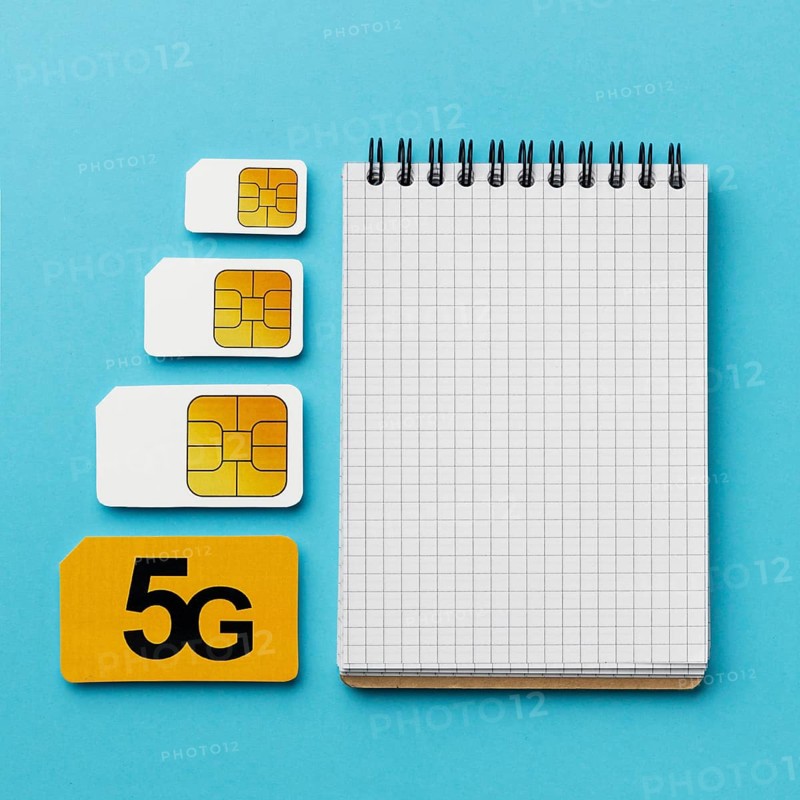 Top view sim cards with notebook