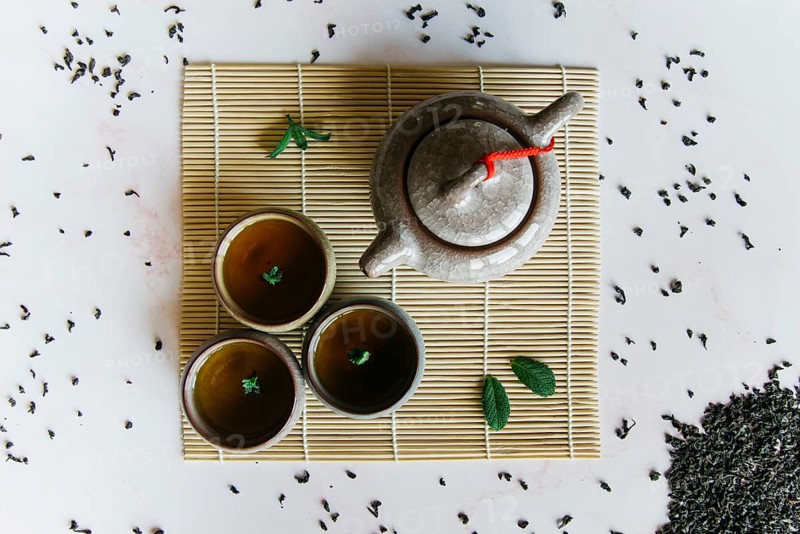Chinese japanese traditional teapot cup tea placemat